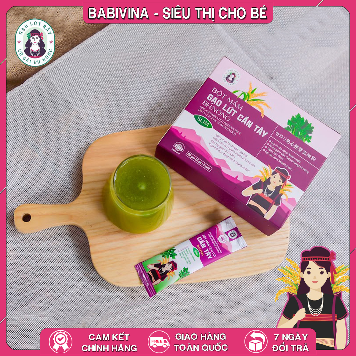 Bột Mầm Gạo Lứt Cần Tây Bh.Nong 120g | Giảm Cân, Eo Thon, Dáng Đẹp | Bhnong, Bh Nong | Tổng Kho Phân Phối Babivina