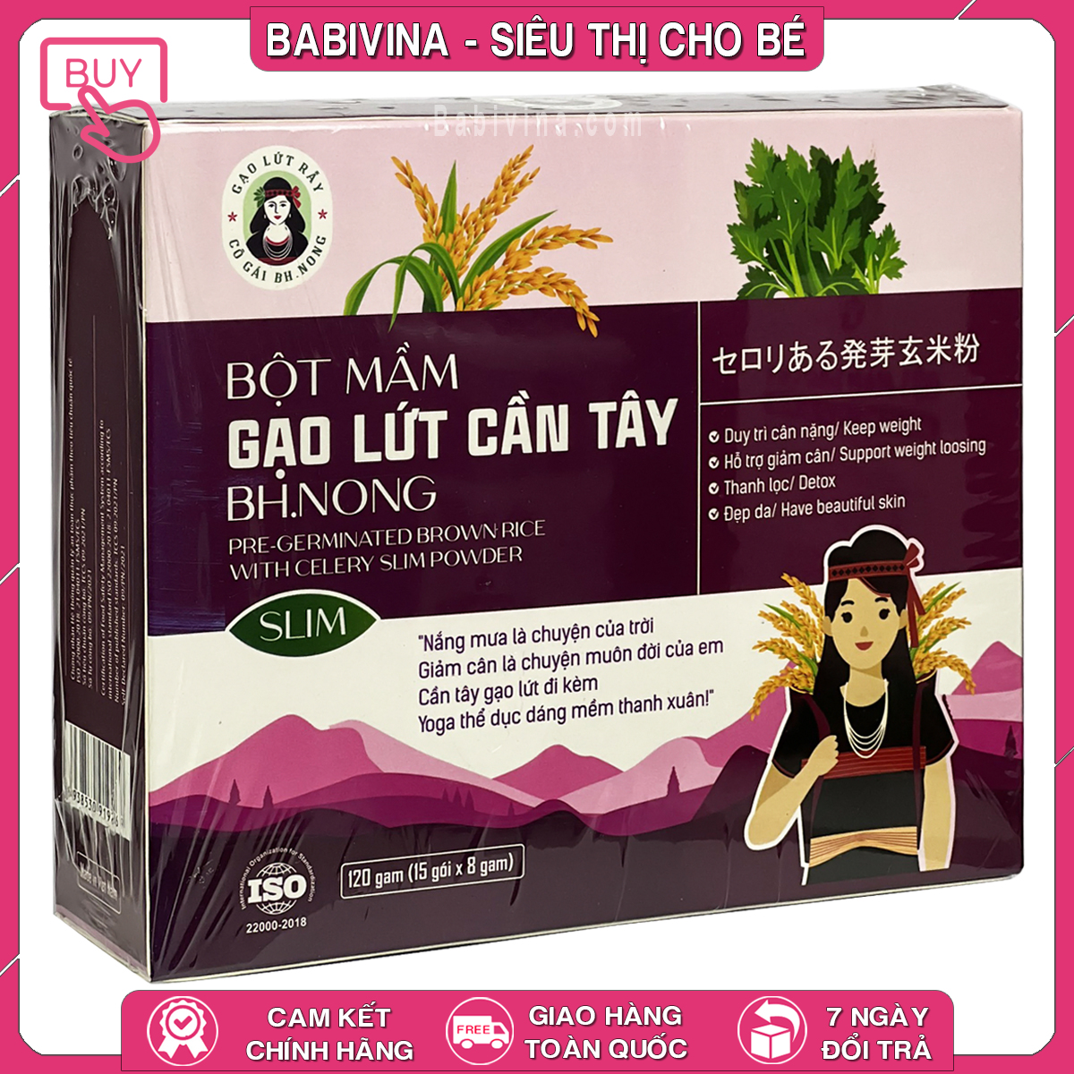 Bột Mầm Gạo Lứt Cần Tây Bh.Nong 120g | Giảm Cân, Eo Thon, Dáng Đẹp | Bhnong, Bh Nong | Tổng Kho Phân Phối Babivina