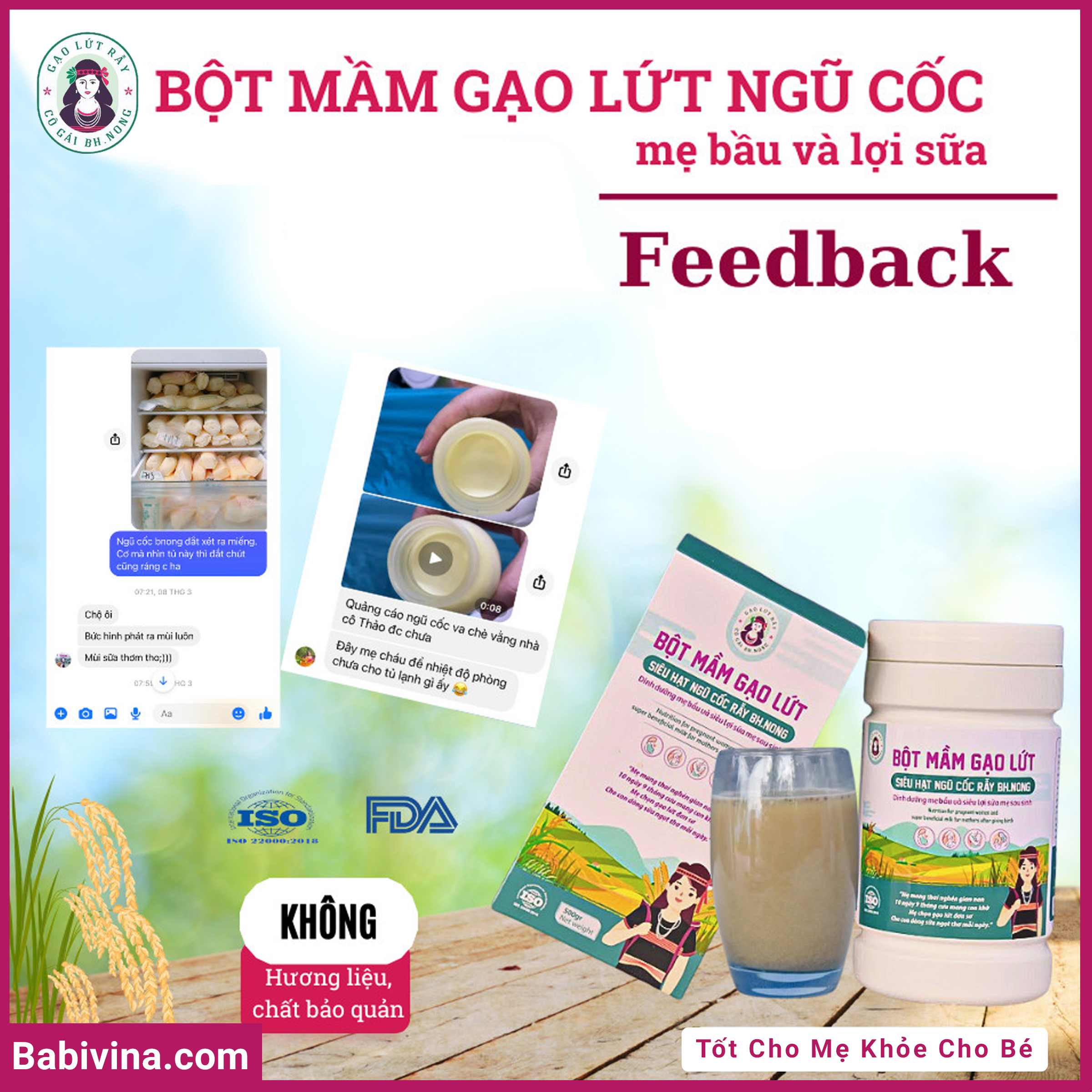 Bột Mầm Gạo Lứt Bh.Nong 500g Siêu Hạt| Dinh Dưỡng Cho Mẹ Bầu | Bhnong, Bh Nong | Tổng Kho Phân Phối Babivina