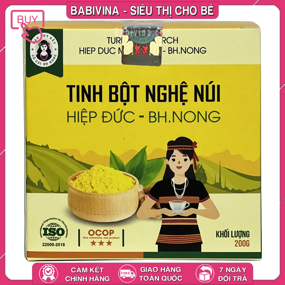 Tinh Bột Nghệ Núi Hiệp Đức BH.Nong 200g | Tăng Đề Kháng, Giảm Tổn Thương, Tái Tạo Phục Hồi, Đẹp Da | Bhnong, Bh Nong | Tổng Kho Phân Phối Babivina