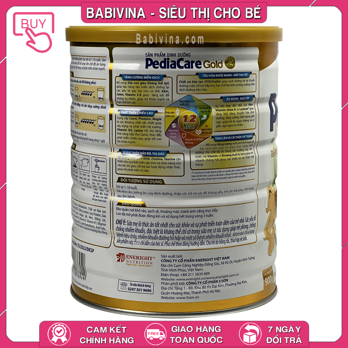 Sữa Pediacare Gold 2 900g | Dinh Dưỡng Cho Trẻ Từ 1 - 10 Tuổi, Biếng Ăn, Chậm Lớn, Thấp Còi, Giúp Tăng Cân Vượt Trội | Mua Sữa Pediacare Gold Chính Hãng Viện Dinh Dưỡng, Giá Rẻ Nhất Tại Babivina