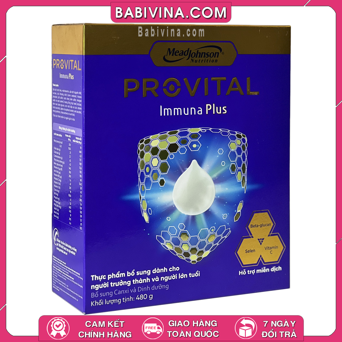 Sữa PROVITAL Immuna Plus 480g Bổ Sung Canxi Và Dinh Dưỡng Dành Cho