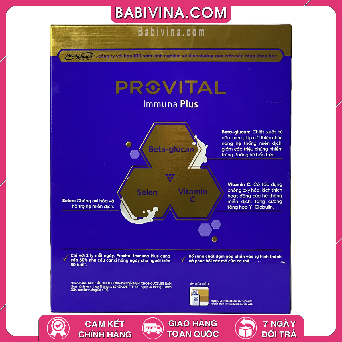 Sữa PROVITAL Immuna Plus 480g Bổ Sung Canxi Và Dinh Dưỡng Dành Cho