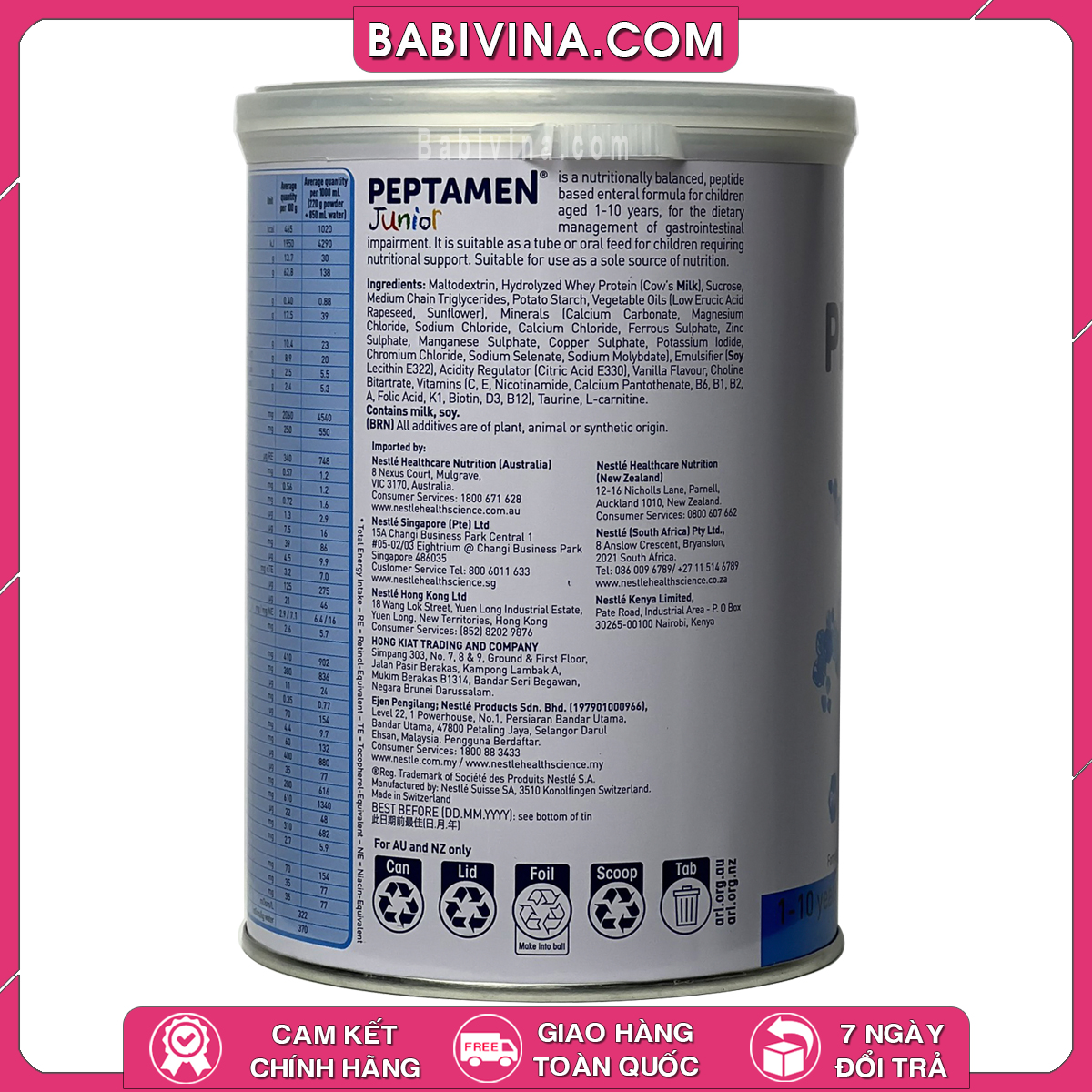 Sữa Peptamen Junior 400g | Dinh Dưỡng Cho Trẻ Từ 1-10 Tuổi, Kém Hấp Thu, Dị Ứng Đạm Sữa, Ốm Bệnh, Phẫu Thuật | Mua Peptamen Trẻ Em, Chính Hãng Nestle, Giá Rẻ Nhất Tại Babivina