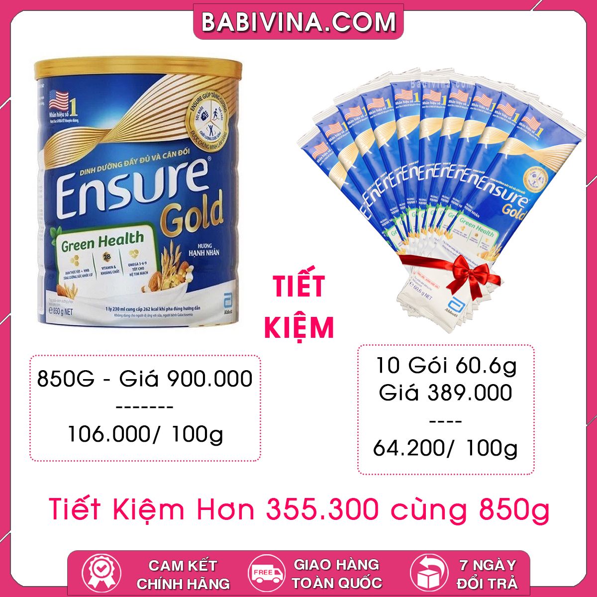 Combo 10 Gói, Sữa Ensure Dạng Gói Hạnh Nhân 60.6g | Dành Cho Người Lớn, Người Cao Tuổi, Người Ốm, Bệnh Nhân | Giúp Hồi Phục Sức Khỏe Nhanh Chóng