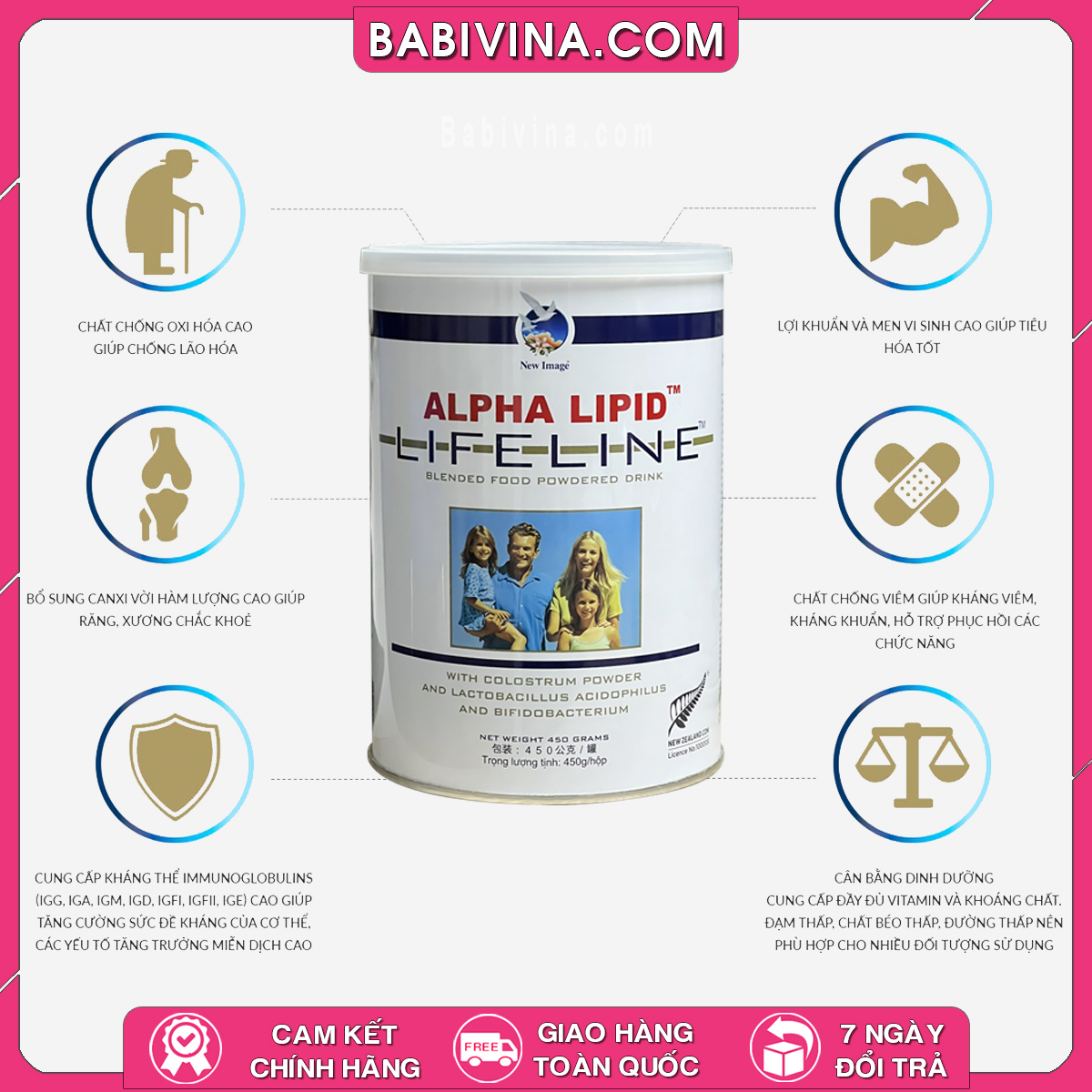 Sữa Non Alpha Lipid Lifeline 450g | Tăng Cường Sức Khỏe Toàn Diện | Hàng Chính Hãng Phân Phối Tại Việt Nam, Giá Tốt Nhất