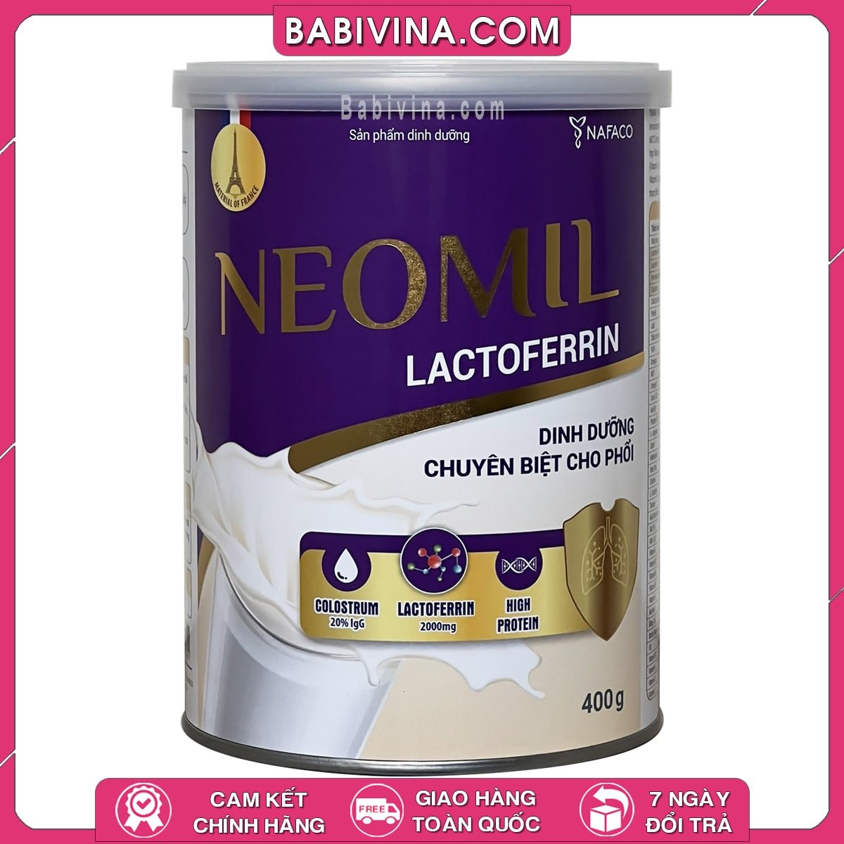 Sữa Neomil Lactoferrin 400g | Dinh Dưỡng Chuyên Biệt Cho Phổi, Người Bệnh Phổi | Tổng Kho Sữa Neomil Chính Hãng, Giá Tốt Nhất