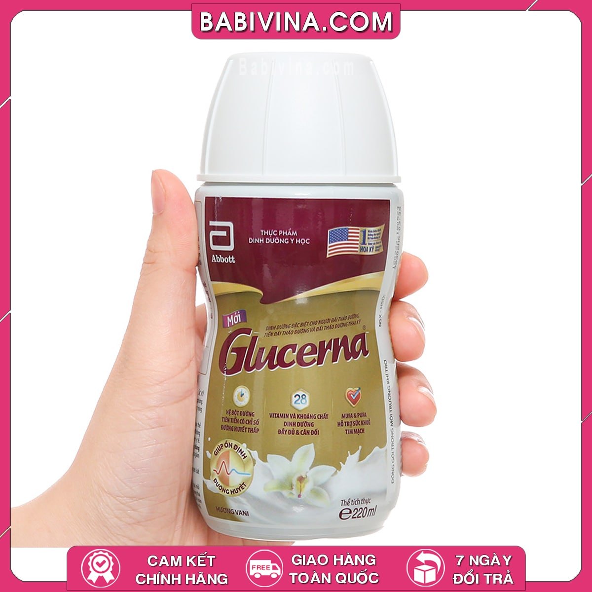 Thùng 24 Chai Sữa Glucerna 220ml Dạng Nước Pha Sẵn | Dinh Dưỡng Cân Đối, Đầy Đủ, Tiện Dụng Dành Cho Người Bệnh Tiểu Đường