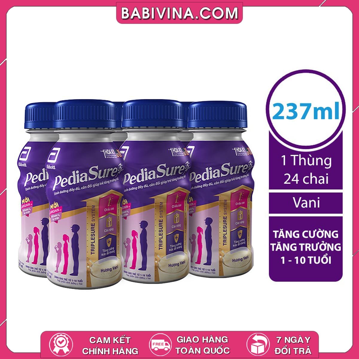 Thùng 24 Chai Sữa Pediasure 237ml Dạng Nước | Dành Cho Trẻ Từ 1-10 Tuổi,Trẻ Biếng Ăn, Chậm Lớn, Thấp Còi, Giúp Trẻ Tăng Cân, Cao Lớn Khỏe Mạnh. Mua Pediasure 237ml Chính Hãng Abbott, Giá Rẻ Nhất