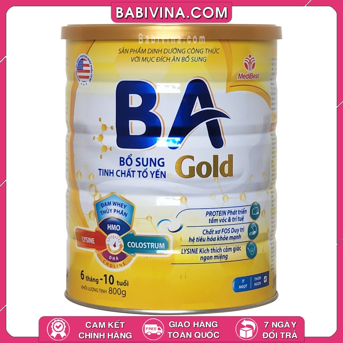 Sữa BA Gold 800g | Dinh Dưỡng Cho Trẻ Từ 6 tháng -10 Tuổi, Tăng Cân, Cao Lớn, Thông Minh, Khỏe Mạnh | Mua BA Gold Chính Hãng, Viện Dinh Dưỡng Khuyên Dùng, Giá Rẻ Nhất Tại Babivina