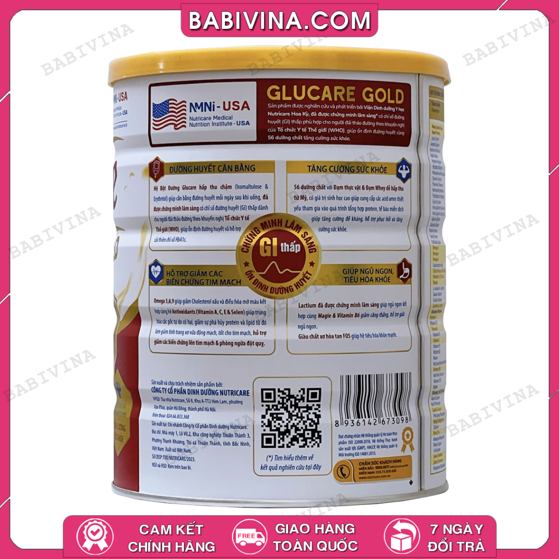 Sữa GluCare Gold 850g - Mẫu Mới | Giải Pháp Dinh Dưỡng Cho Người Đái Tháo Đường, Tiền Đái Tháo Đường | Mua GluCare Gold Chính Hãng NutriCare