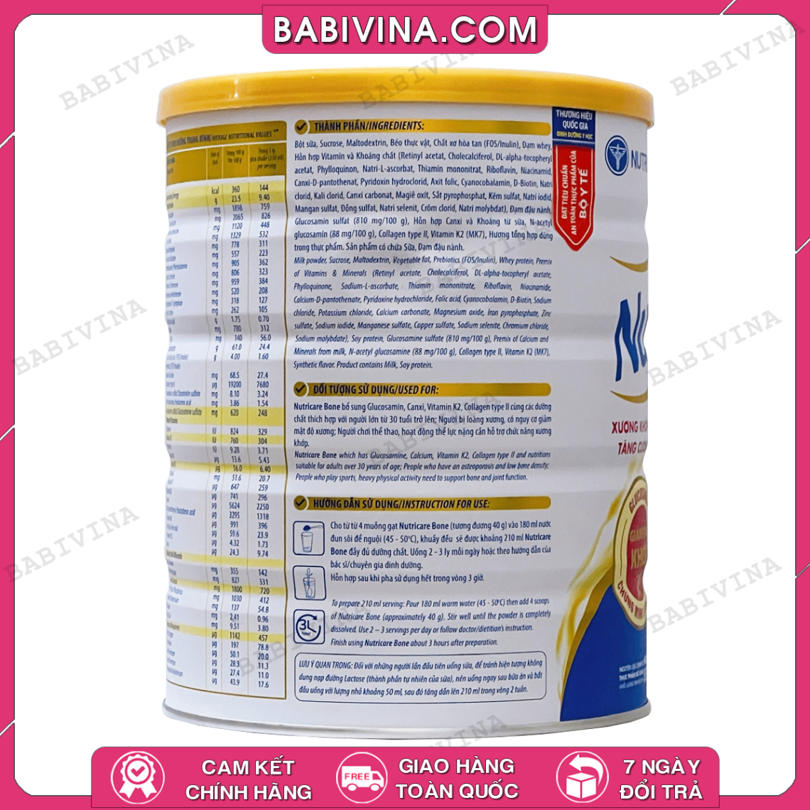 Sữa NutriCare Bone 850g - Mẫu Mới | Dinh Dưỡng Phòng Chống Loãng Xương, Cải Thiện Sụn Khớp | Mua NutriCare Bone Chính Hãng NutriCare