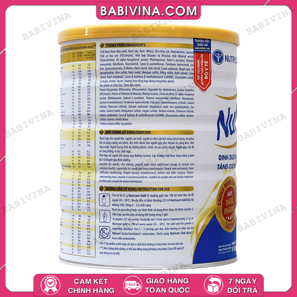 Sữa NutriCare Gold 850g - Mẫu Mới | Dinh Dưỡng Phục Hồi Và Tăng Cường Sức Khỏe | Mua Sữa Nutricare Gold Chính Hãng, Giá Rẻ Nhất Tại Babivina