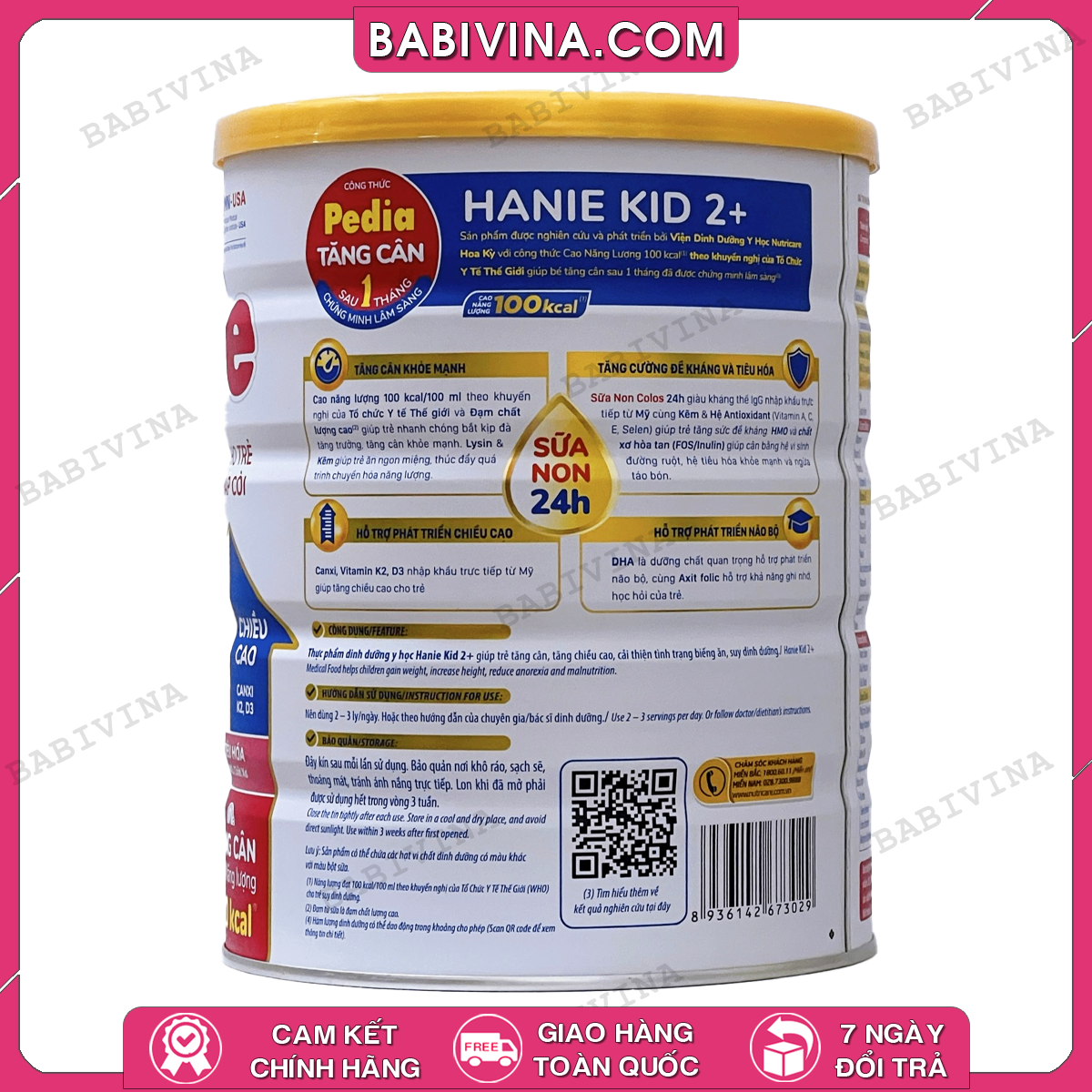 Sữa NutriCare Hanie Kid 2+ 850g | Cho Bé Từ 2-10 Tuổi, Dinh Dưỡng Cho Trẻ Biếng Ăn & Thấp Còi | Mua sữa Chính Hãng Nutricare, Giá Rẻ Nhất Tại Babivina