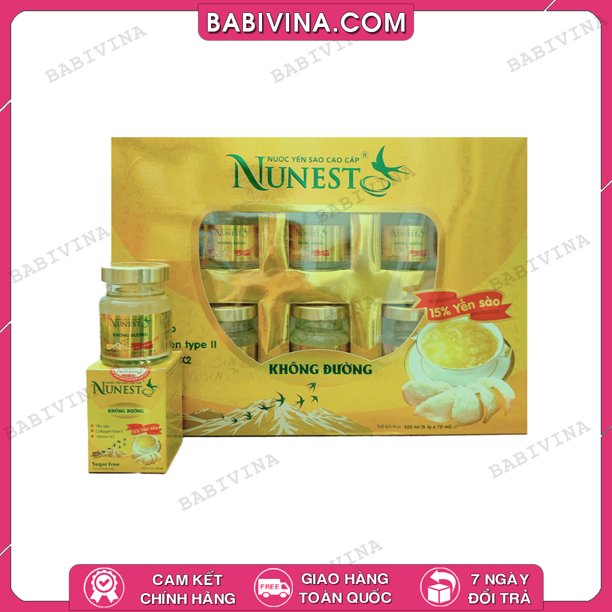 Nước Yến Sào Cao Cấp Nunest Không Đường - Hộp 6 Lọ (6 x 70ml) | Bổ Sung Dinh Dưỡng - Tăng Cường Sức Đề Kháng | Mua Hàng Chính Hãng, Giá Rẻ Nhất Tại Babivina