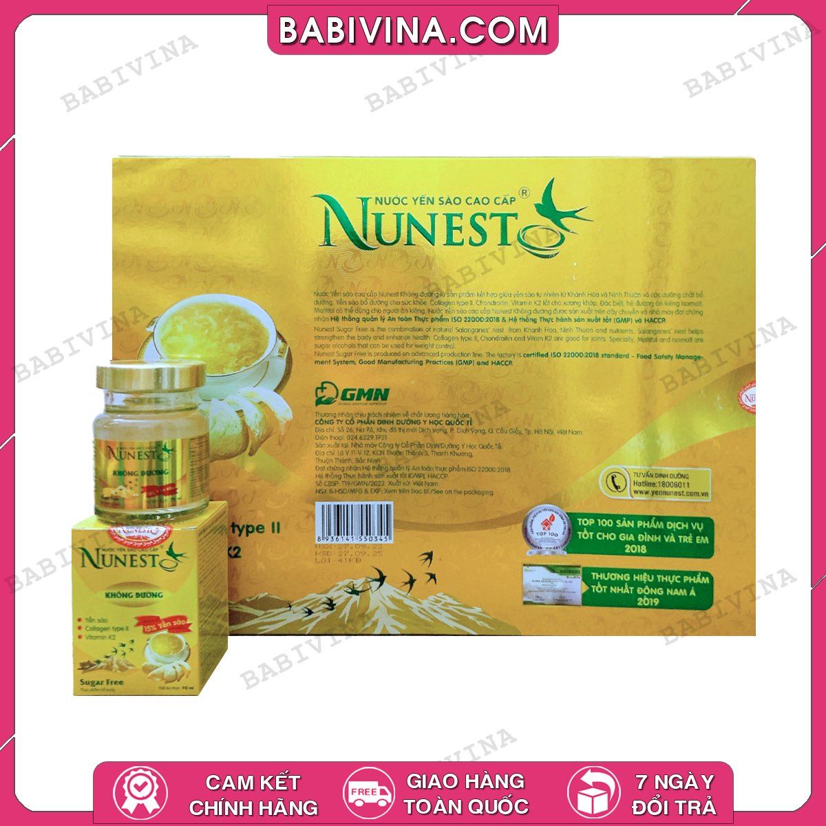 Nước Yến Sào Cao Cấp Nunest Không Đường - Hộp 6 Lọ (6 x 70ml) | Bổ Sung Dinh Dưỡng - Tăng Cường Sức Đề Kháng | Mua Hàng Chính Hãng, Giá Rẻ Nhất Tại Babivina