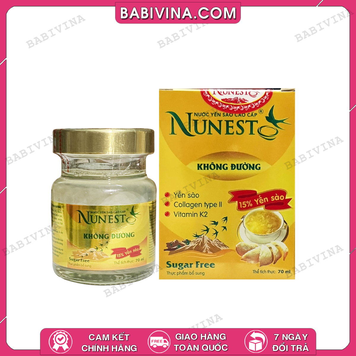 Nước Yến Sào Cao Cấp Nunest Không Đường - Hộp 6 Lọ (6 x 70ml) | Bổ Sung Dinh Dưỡng - Tăng Cường Sức Đề Kháng | Mua Hàng Chính Hãng, Giá Rẻ Nhất Tại Babivina