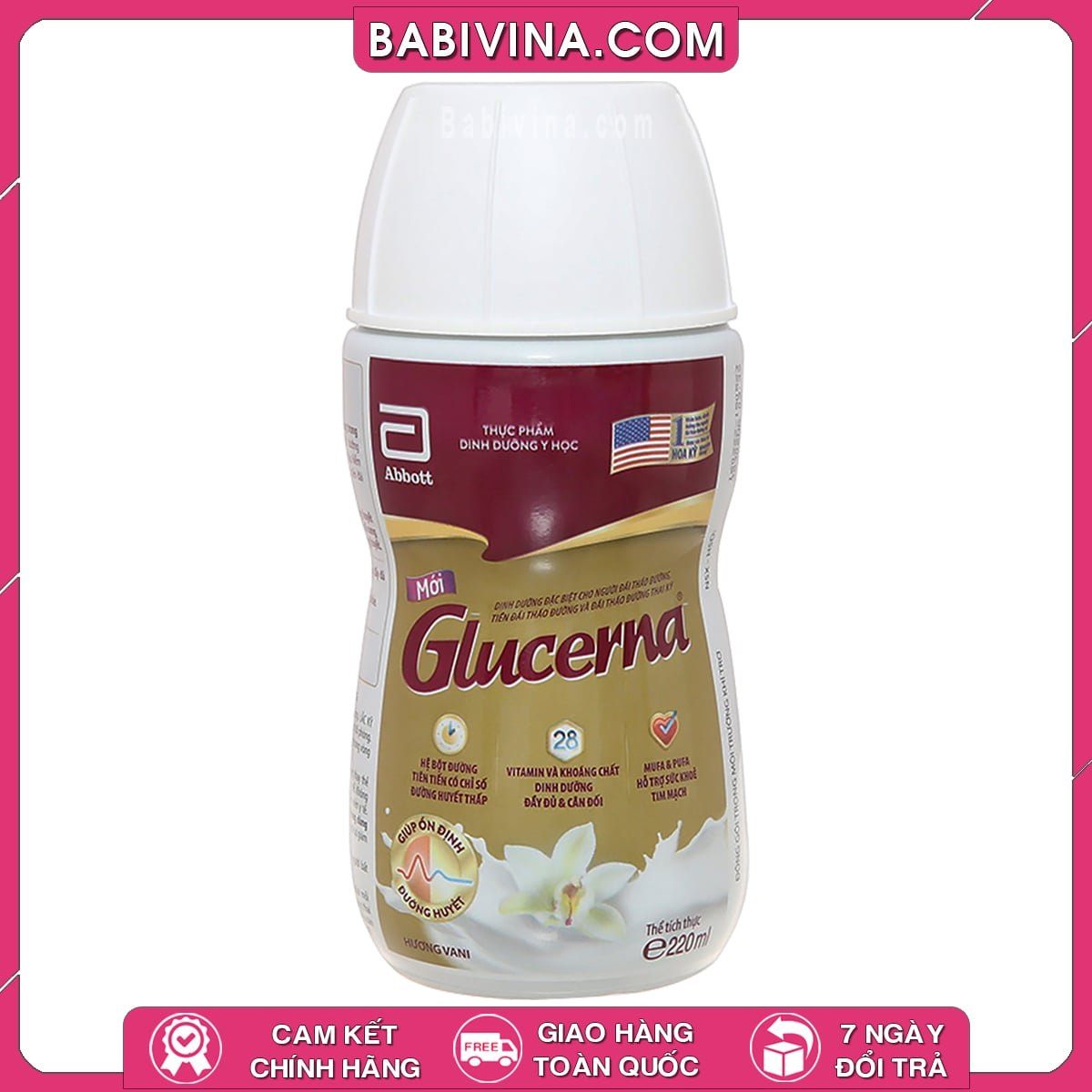 Thùng 30 Chai Sữa Glucerna 220ml Dạng Nước Pha Sẵn | Dinh Dưỡng Cân Đối, Đầy Đủ, Tiện Dụng Dành Cho Người Bệnh Tiểu Đường