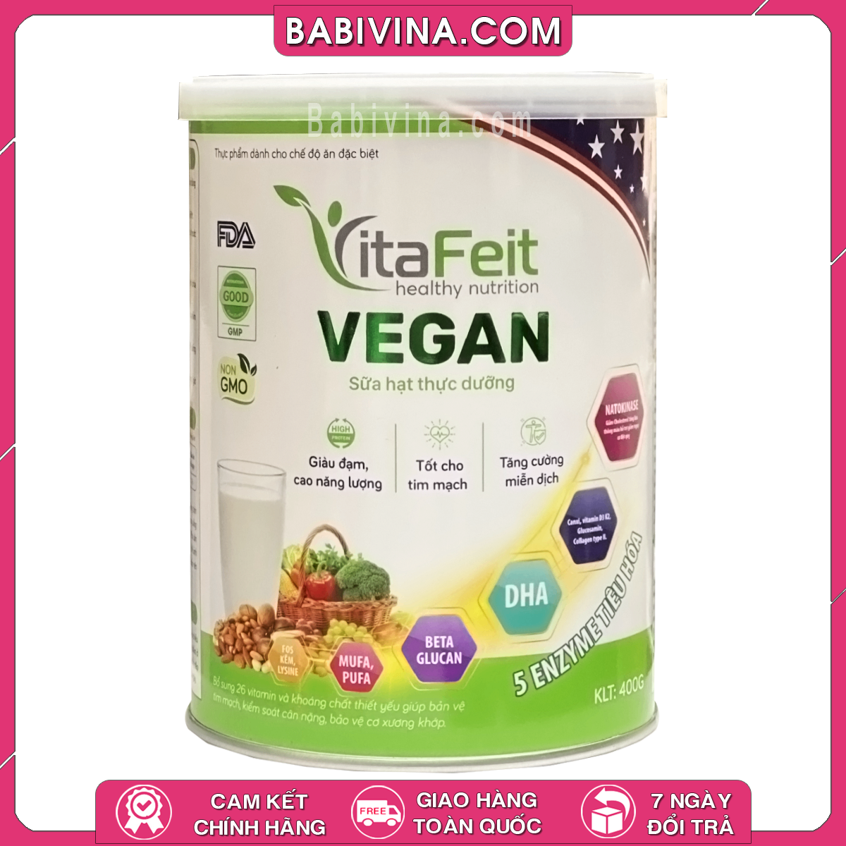 Sữa VitaFeit Vegan 400g | Sữa Hạt Thực Dưỡng | Dinh Dưỡng Toàn Diện Cho Chế Độ Ăn Đặc Biệt Bổ Sung Dinh Dưỡng, Chắc Khỏe Xương Khớp, Tốt Cho Tim Mạch, Phù Hợp Với Người Tiểu Đường | Mua Sữa Chính Hãng, Giá Rẻ Nhất Tại Babivina