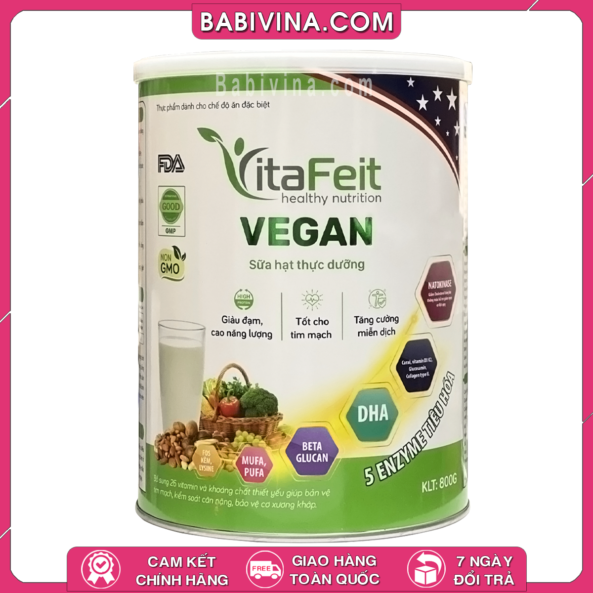 Sữa VitaFeit Vegan 800g | Sữa Hạt Thực Dưỡng | Dinh Dưỡng Toàn Diện Cho Chế Độ Ăn Đặc Biệt Bổ Sung Dinh Dưỡng, Chắc Khỏe Xương Khớp, Tốt Cho Tim Mạch, Phù Hợp Với Người Tiểu Đường | Mua Sữa Chính Hãng, Giá Rẻ Nhất Tại Babivina