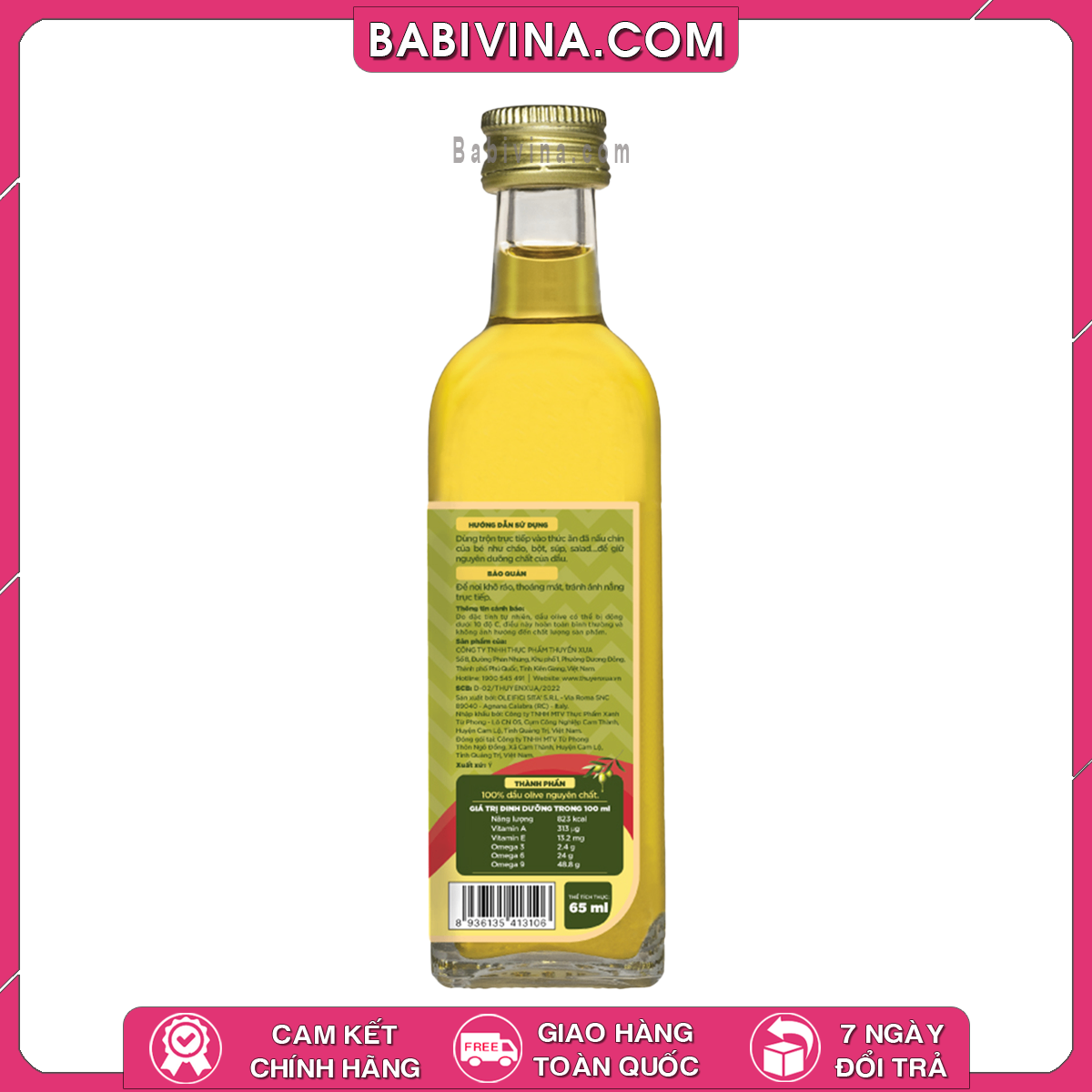 Dầu Olive Nguyên ChấtThuyền Xưa 65ml | Dành Cho Bé Ăn Dặm Từ 6 Tháng Tuổi | Mua Hàng Chính Hãng, Giá Rẻ Nhất Tại Babivina