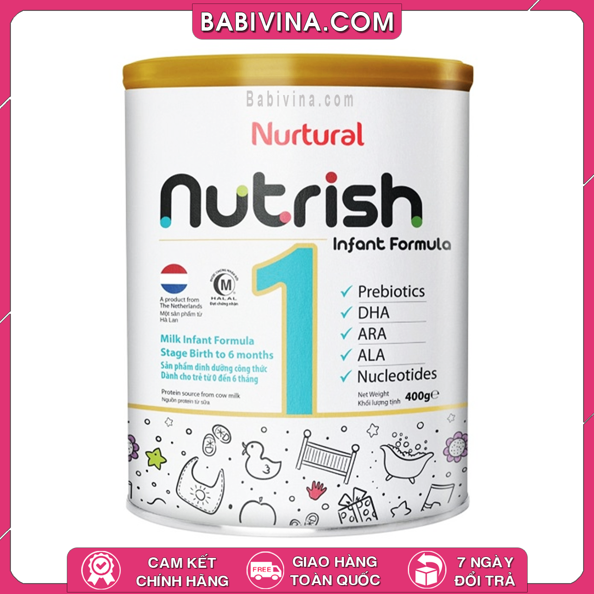 Sữa Nurtural Nutrish Số 1 400g | Trẻ Từ 0 - 6 Tháng Tuổi | Ăn Ngon, Tiêu Hóa Tốt, Tăng Cường Miễn Dịch, Phát Triển Chiều Cao | Mua Hàng Chính Hãng, Giá Rẻ Nhất Tại Babivina