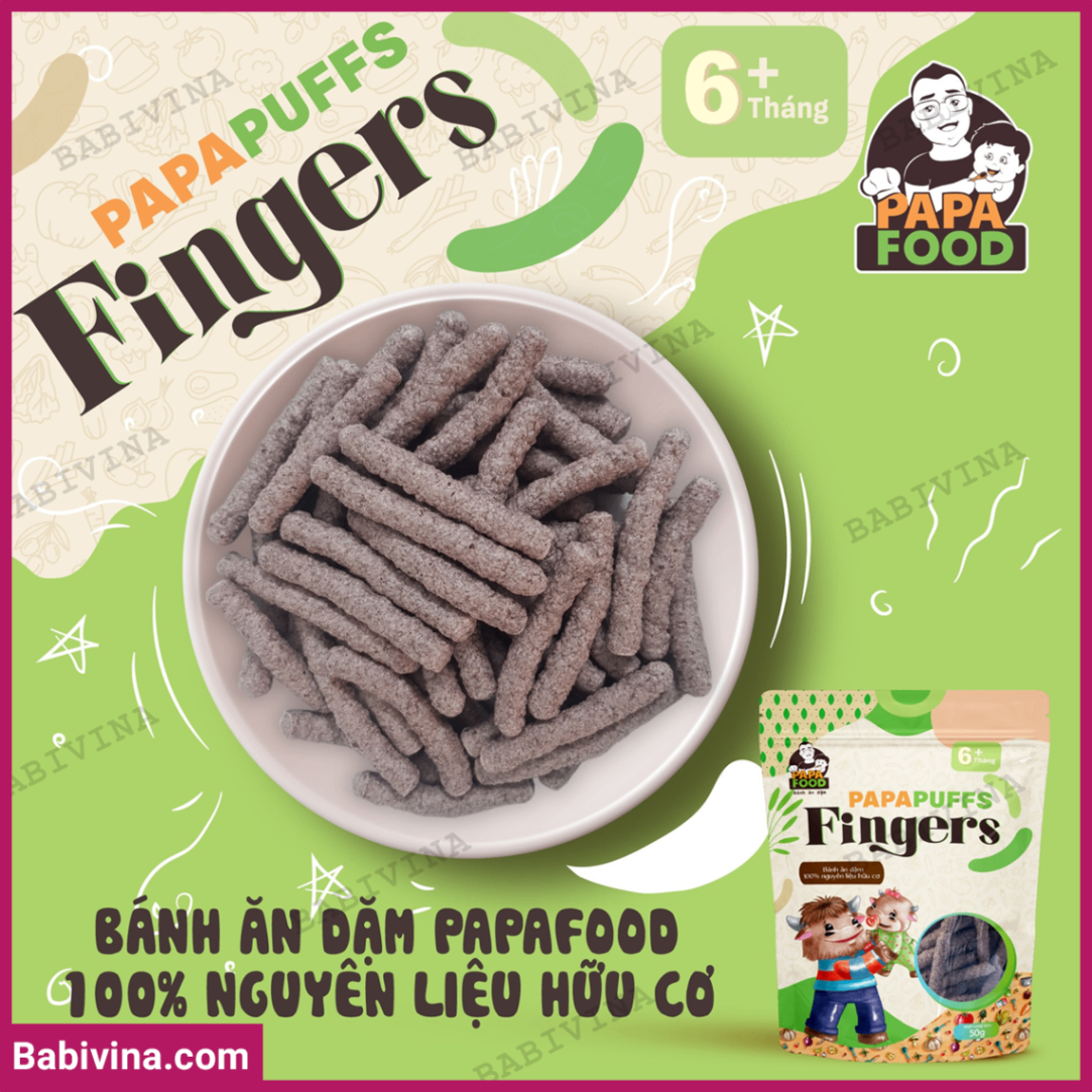 Bánh Ăn Dặm Papa Food - PapaPuffs Fingers | Dành Cho Bé Từ 6 Tháng Tuổi - 100% Nguyên Liệu Hữu Cơ | Mua Hàng Chính Hãng, Giá Rẻ Nhất Tại Babivina