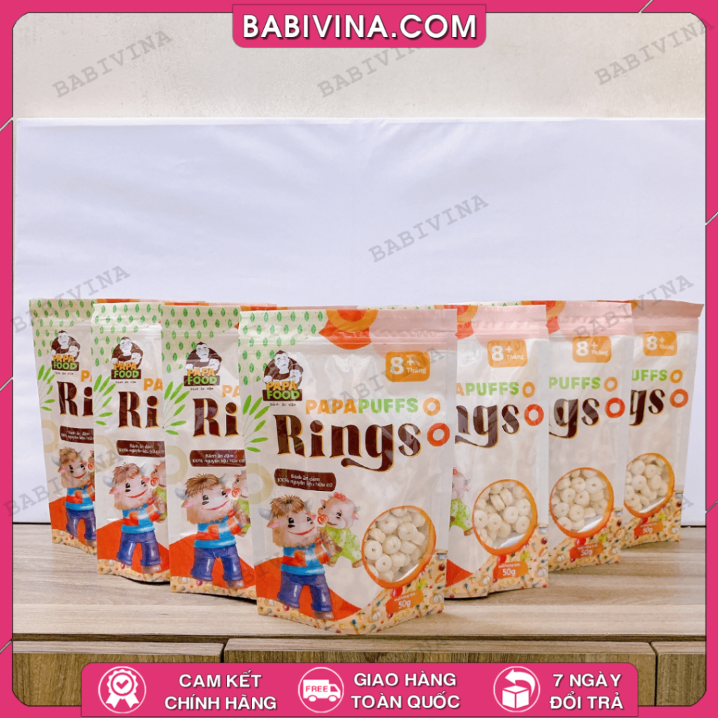 Bánh Ăn Dặm Papa Food - PapaPuffs Rings | Dinh Dưỡng Cho Bé Từ 8 Tháng Tuổi - 100% Nguyên Liệu Hữu Cơ| Mua Hàng Chính Hãng, Giá Rẻ Nhất​ Tại Babivina