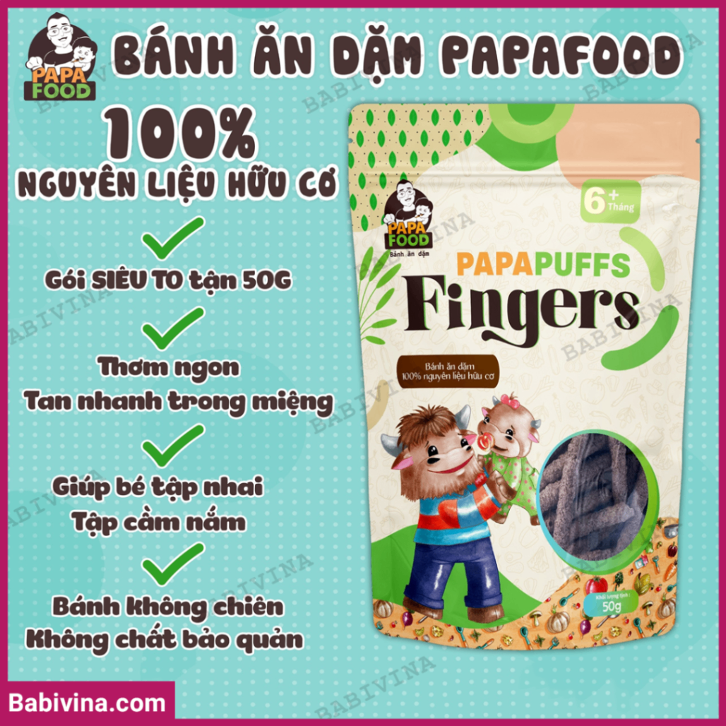 Bánh Ăn Dặm Papa Food - PapaPuffs Fingers | Dành Cho Bé Từ 6 Tháng Tuổi - 100% Nguyên Liệu Hữu Cơ | Mua Hàng Chính Hãng, Giá Rẻ Nhất Tại Babivina