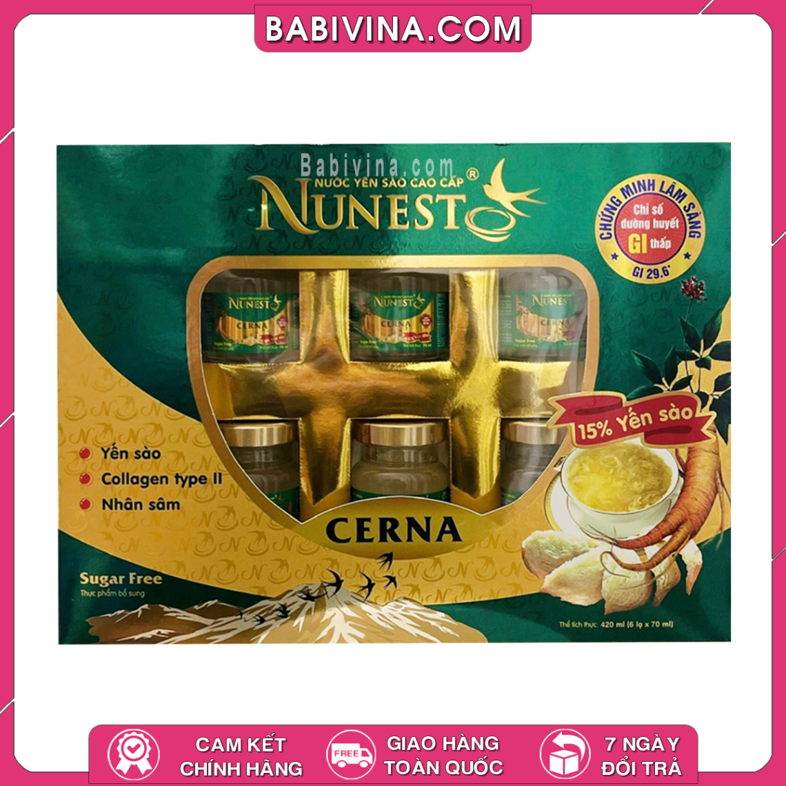 NƯỚC YẾN SÀO CAO CẤP NUNEST GOLD BỔ DƯỠNG VỚI 15% YẾN SÀO CHƯNG SẴN CÙNG COLLAGEN VÀ VITAMIN