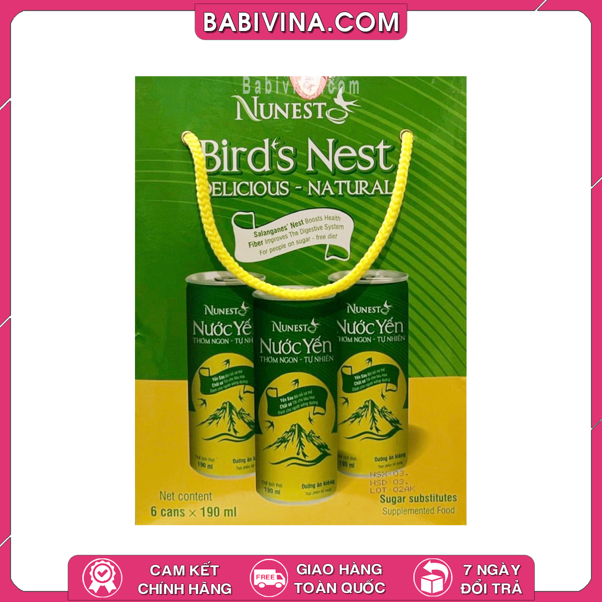 Nước Yến Tự Nhiên Nunest Đường Ăn Kiêng - Hộp 6 Lon ( 6 x 190ml) | Bổ Sung Dinh Dưỡng - Tăng Cường Sức Đề Kháng | Mua Hàng Chính Hãng, Giá Rẻ Nhất Tại Babivina