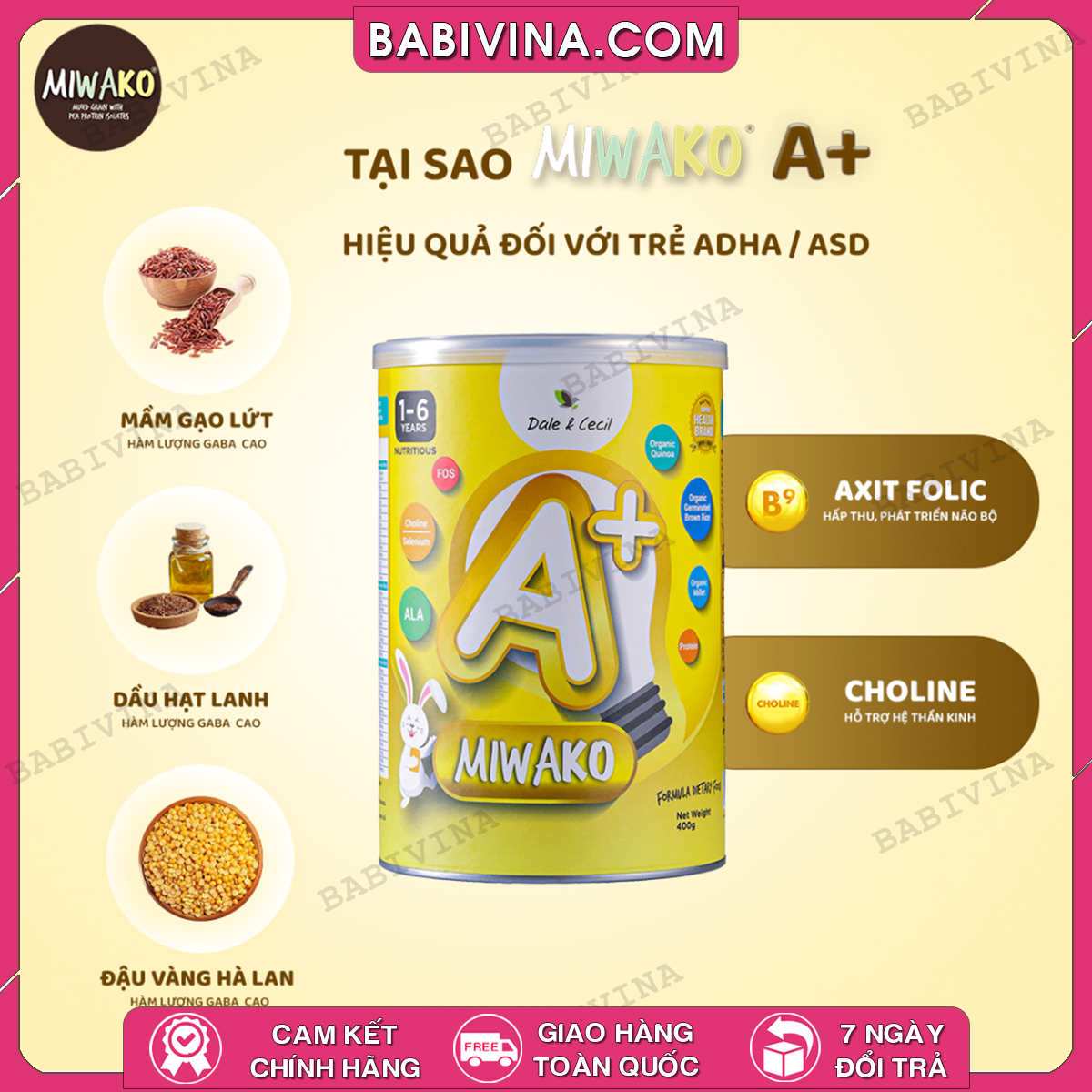 Sữa MIWAKO A+ Vị Vani 400g | Dinh Dưỡng Cho Trẻ Từ 1-6 Tuổi Phát Triển Toàn Diện | Mua Sữa Chính Hãng, Giá Rẻ Nhất Tại Babivina