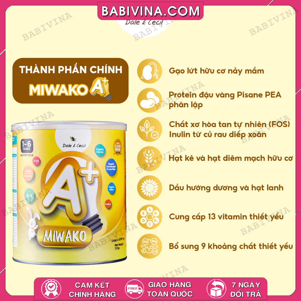 Sữa MIWAKO A+ Vị Vani 400g | Dinh Dưỡng Cho Trẻ Từ 1-6 Tuổi Phát Triển Toàn Diện | Mua Sữa Chính Hãng, Giá Rẻ Nhất Tại Babivina