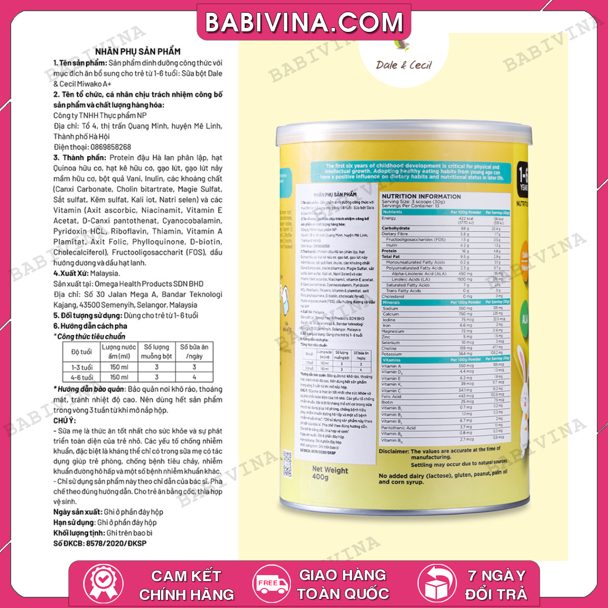 Sữa MIWAKO A+ Vị Vani 400g | Dinh Dưỡng Cho Trẻ Từ 1-6 Tuổi Phát Triển Toàn Diện | Mua Sữa Chính Hãng, Giá Rẻ Nhất Tại Babivina