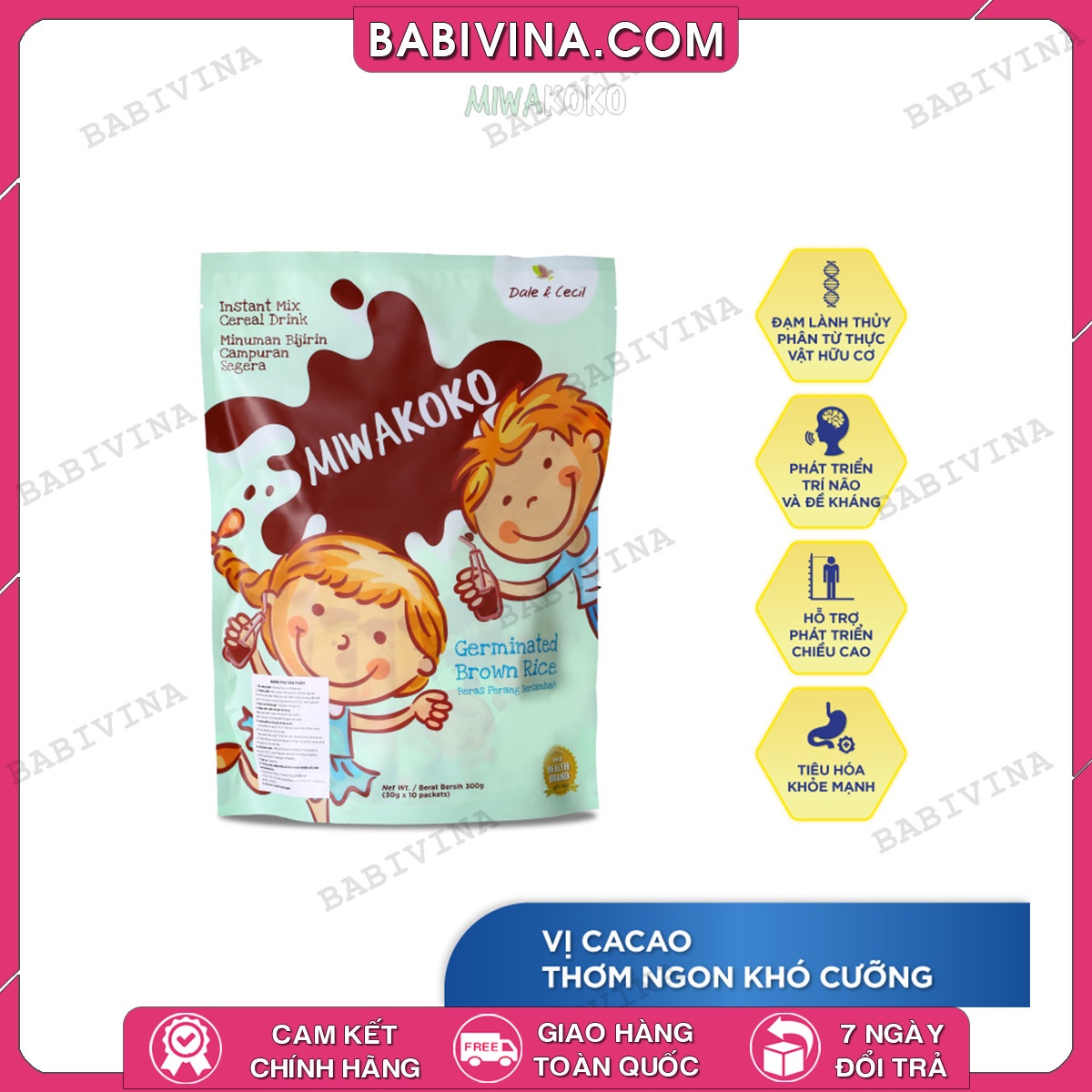 Sữa Hạt Miwakoko Vị Cacao 300g | Dinh Dưỡng Từ Thực Vật Hữu Cơ Cho Cả Gia Đình | Mua Sữa Chính Hãng, Giá Rẻ Nhất Tại Babivina