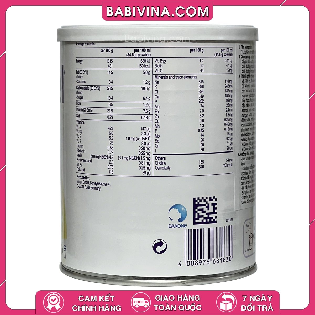 Sữa Fortimel Powder 335g | Dinh Dưỡng Cao Năng Lượng Cho Người Ốm Bệnh, Phẫu Thuật | Hãng Nutricia Hà Lan | Babivina Sữa Chính Hãng, Bán Lẻ Giá Sỉ