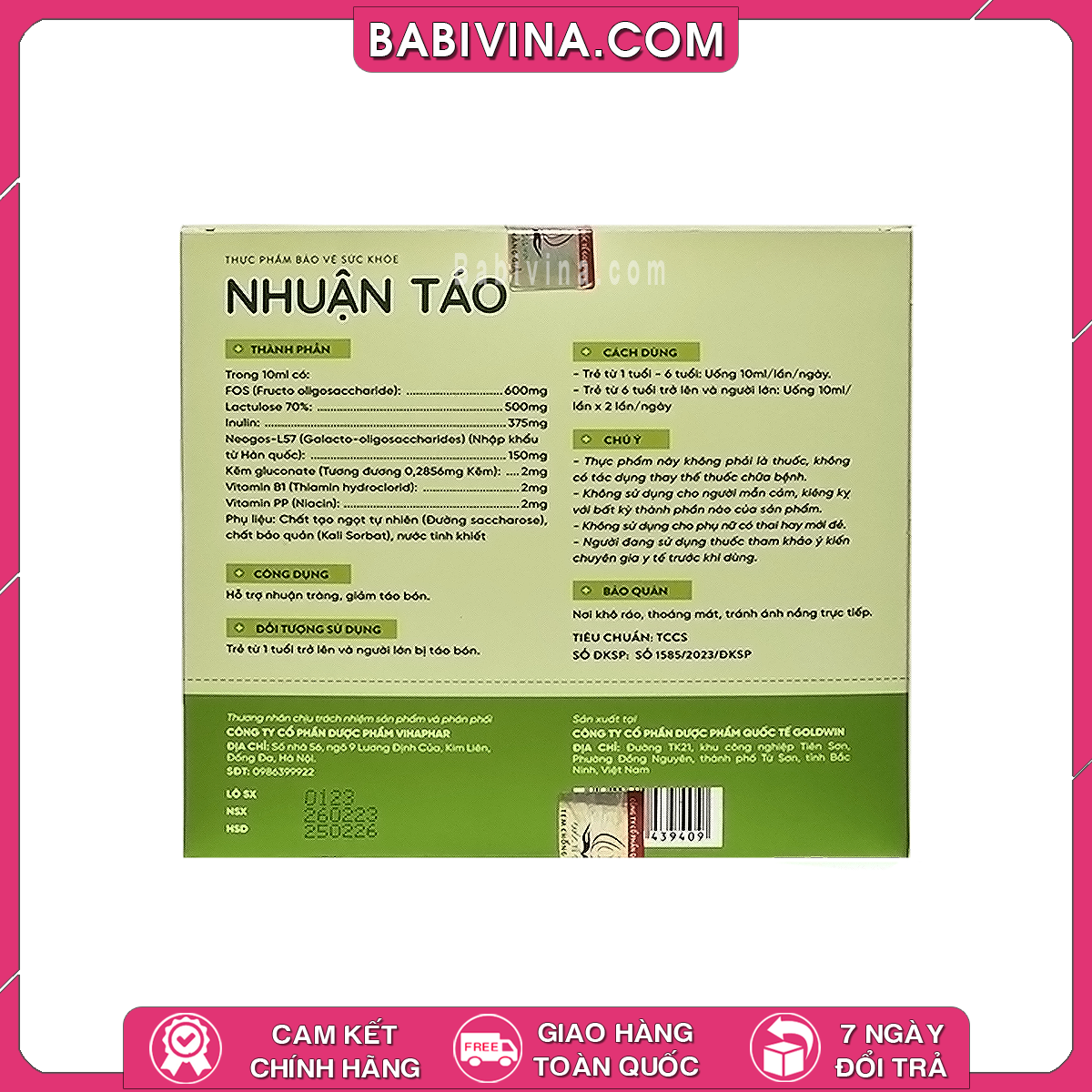 Nhuận Táo VihaPhar | Dùng Cho Trẻ Từ 1 Tuổi Trở Lên Và Người Lớn Bị Táo Bón | Hỗ Trợ Nhuận Tràng, Giảm Táo Bón | Mua Hàng Chính Hãng Giá Rẻ Nhất Tại Babivina