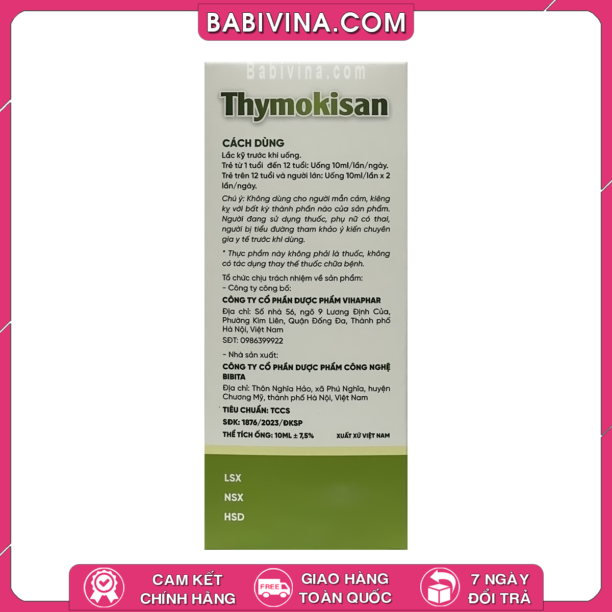 Thymokisan Vihaphar 20 Ống | Dành Cho Trẻ Em Từ 1 Tuổi Trở Lên | Hỗ Trợ Tăng Cường Sức Khỏe, Nâng Cao Sức Đề Kháng Cho Cơ Thể | Mua Hàng Chính Hãng Giá Rẻ Nhất Tại Babivina