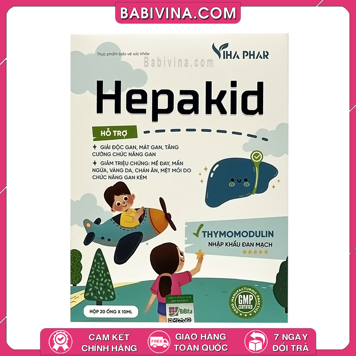 Hepakid Vihaphar 20 Ống | Dùng Cho Trẻ Em Trên 3 Tuổi | Hỗ Trợ Giải Độc Gan, Tăng Cường Chức Năng Gan | Mua Hàng Chính Hãng Giá Rẻ Nhất Tại Babivina