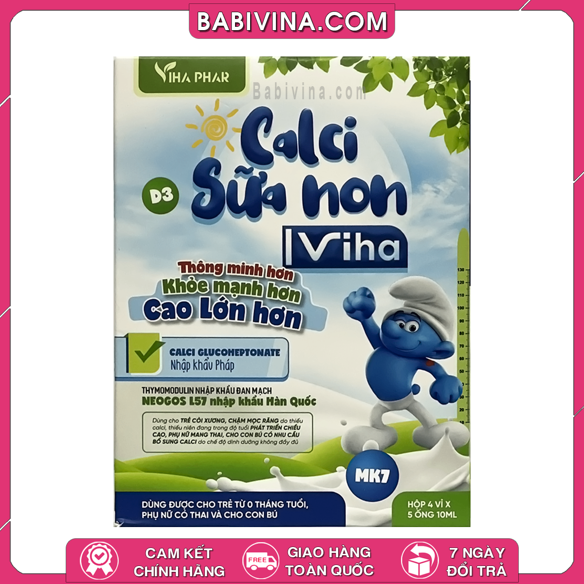 Calci Sữa Non Viha | Dùng Được Cho Trẻ Từ 0 Tháng Tuổi, Phụ Nữ Có Thai Và Cho Con Bú | Thông Minh Hơn, Khỏe Mạnh Hơn, Cao Lớn Hơn | Mua Hàng Chính Hãng Giá Rẻ Nhất Tại Babivina