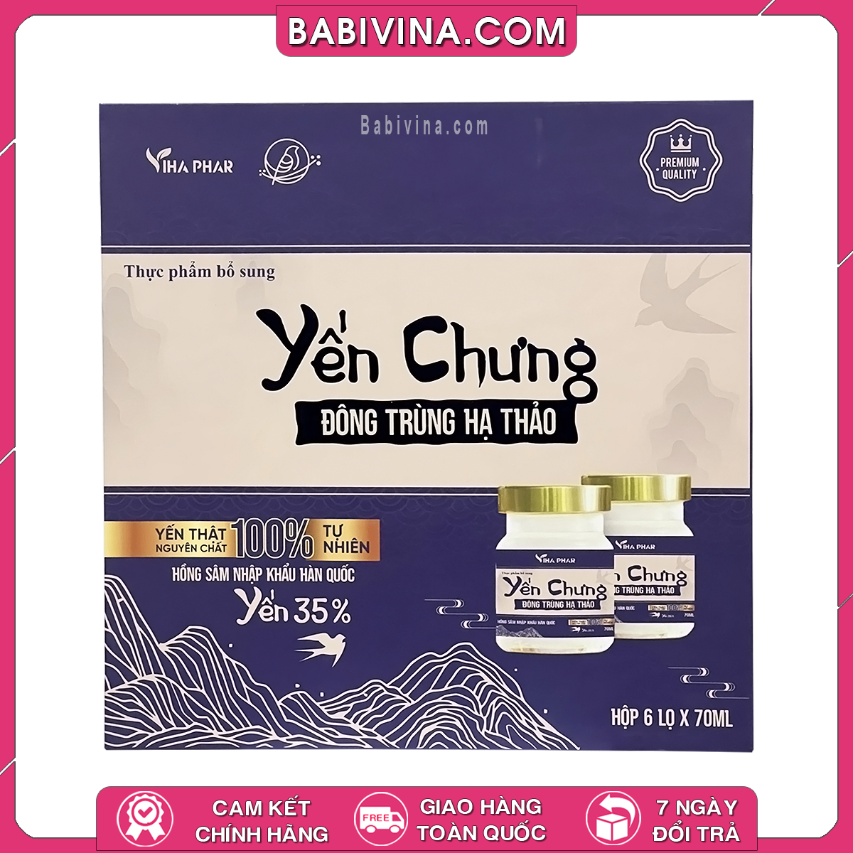 Yến Chưng Đông Trùng Hạ Thảo 35% Yến Hộp 6 Lọ 70ml| Bồi Bổ Sức Khỏe, Nâng Cao Đề Kháng Cơ Thể | Mua Hàng Chính Hãng, Giá Rẻ Nhất Tại Babivina