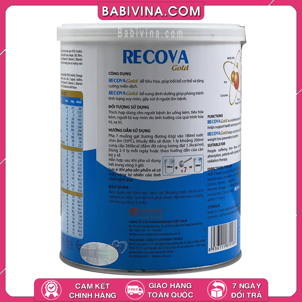 Sữa Recova Gold 400g, Dành Cho Người Bệnh Ung Thư | Mua Sữa Recova Chính Hãng, Giá Tốt Nhất Tại Babivina