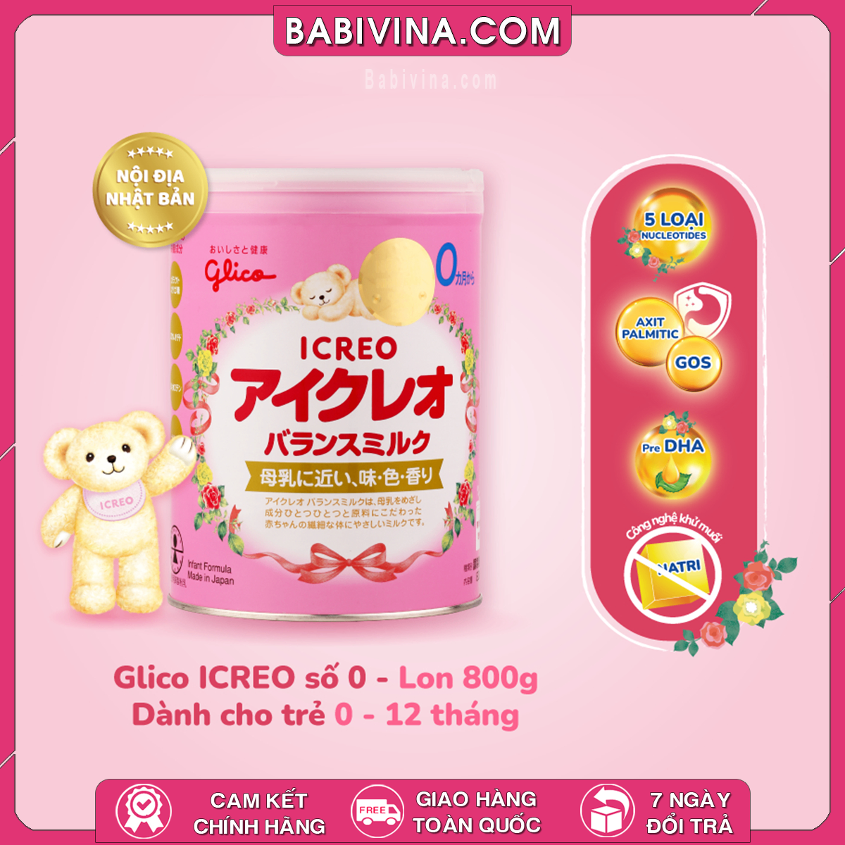 Glico Icreo Số 0 Nội Địa Nhật 800g l Cho Bé Từ 0-12 Tháng Tuổi, Dinh Dưỡng Cho Trẻ Phát Triển Toàn Diện | Mua sữa Chính Hãng Glico Icreo, Giá Rẻ Nhất Tại Babivina