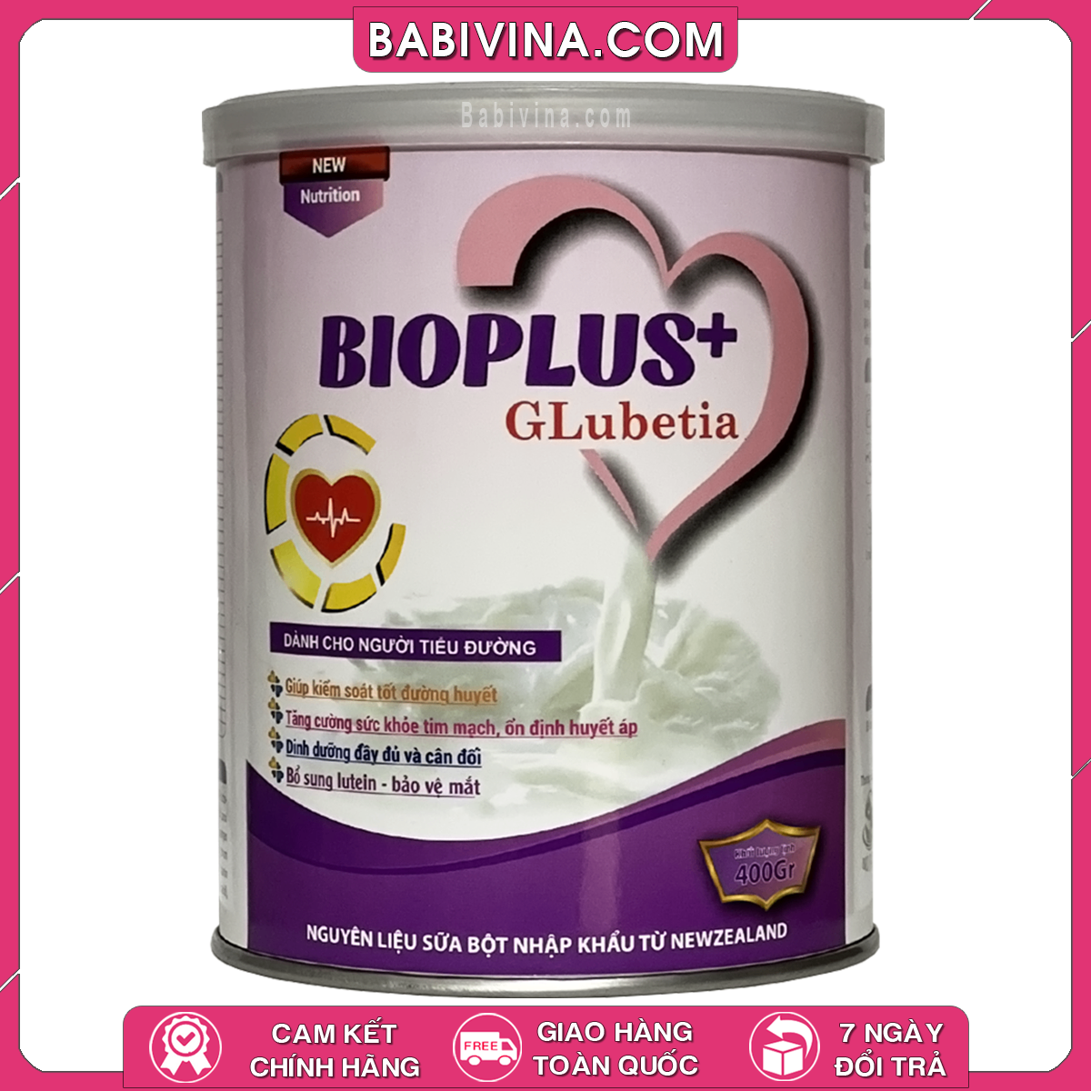 Sữa Bioplus+ Glubetia 400g | Dùng Cho Người Tiểu Đường, Giúp Ổn Định Đường Huyết, Huyết Áp | Mua Hàng Chính Hãng Giá Rẻ Nhất Tại Babivina