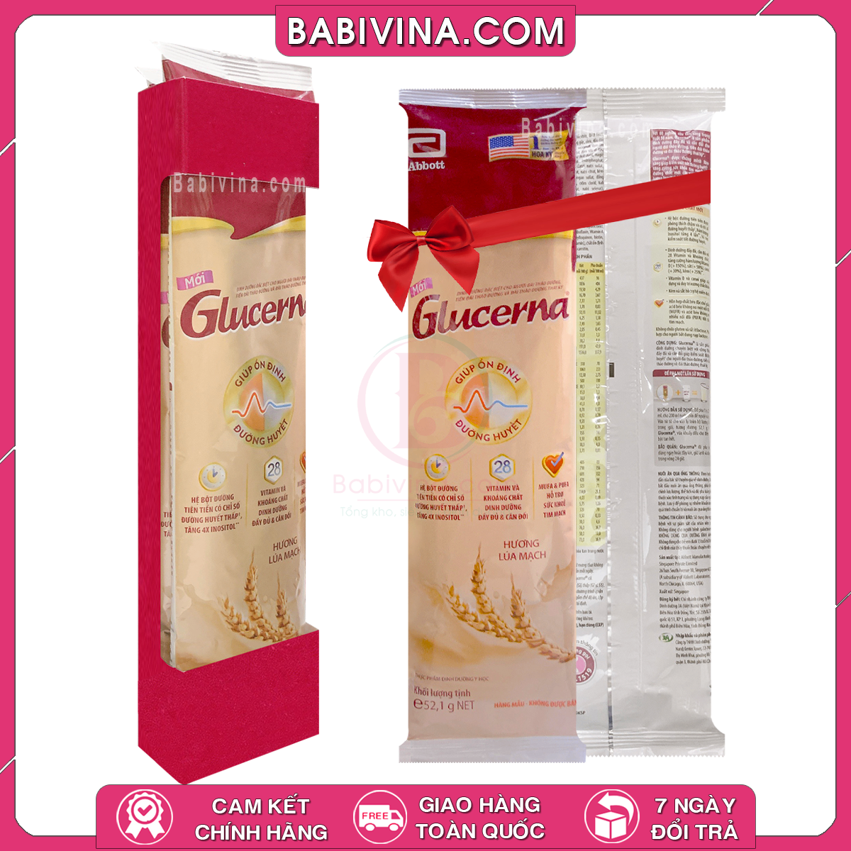 10 Gói Sữa Glucerna 52.1g Hương Lúa Mạch | Dinh Dưỡng Cho Người Tiểu Đường, Tiết Kiệm Hơn | Hàng Chính Hãng Abbott, Giá Tốt Nhất