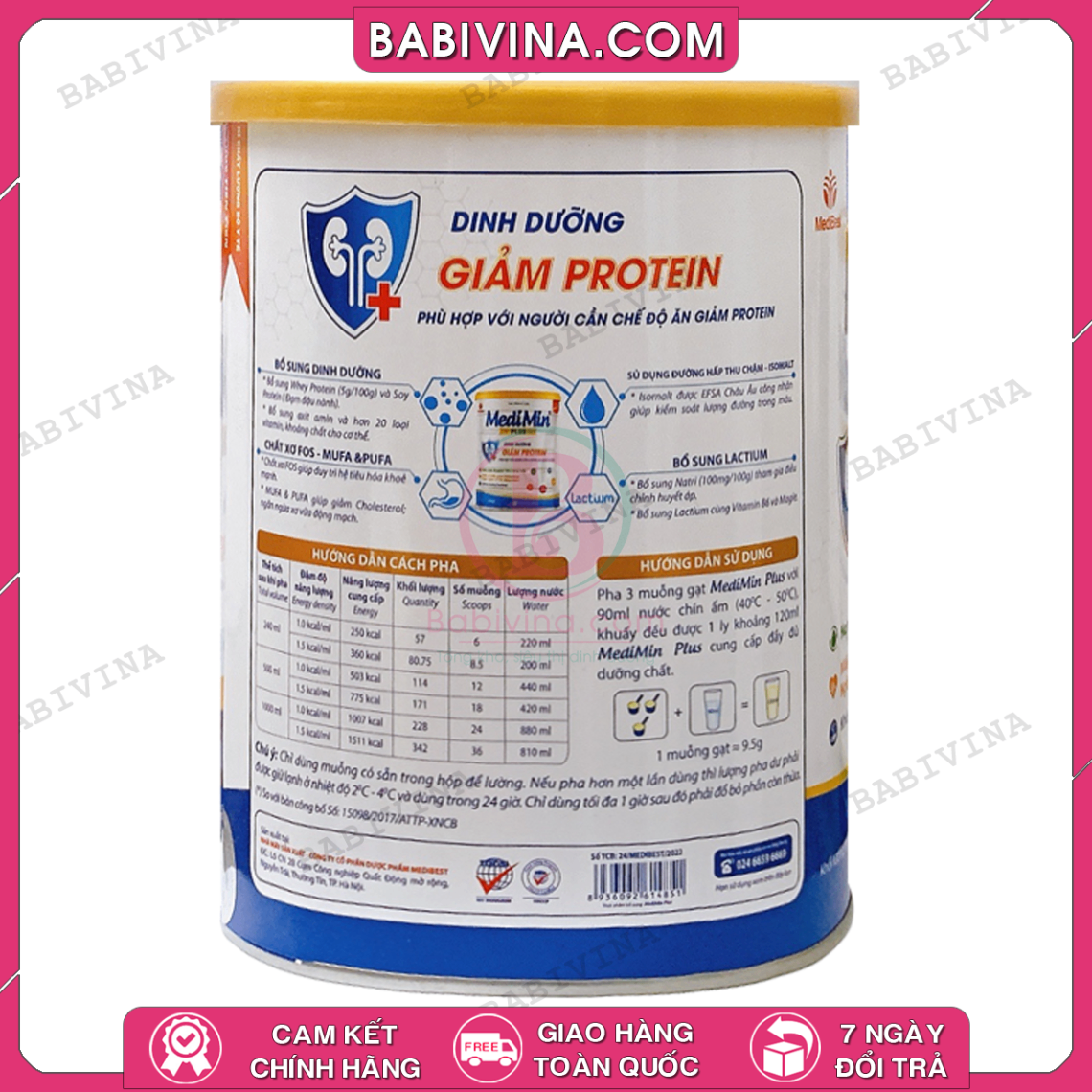 Sữa Medimin Plus 800g | Dinh Dưỡng, Giảm Protein Cho Người Bệnh Thận, Cần Chế Độ Ăn Giảm Đạm, Ít Muối | Mua Sữa Medimin Plus Chính Hãng Medibest, Giá Rẻ Nhất Tại Babivina