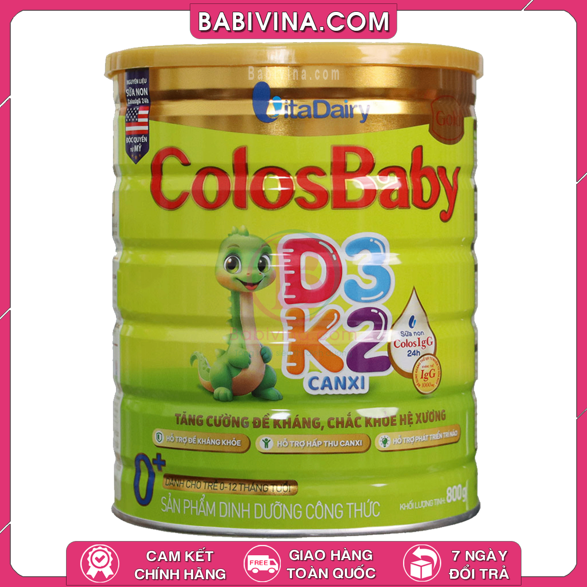 Sữa ColosBaby Gold D3K2 0+ 800g 1000 IgG | Trẻ 0-12 Tháng, Tăng Cường Đề Kháng, Chắc Khỏe Hệ Xương | Mua Sữa Non Colos Baby Chính Hãng, Date Mới, Giá Tốt Nhất Tại Babivina