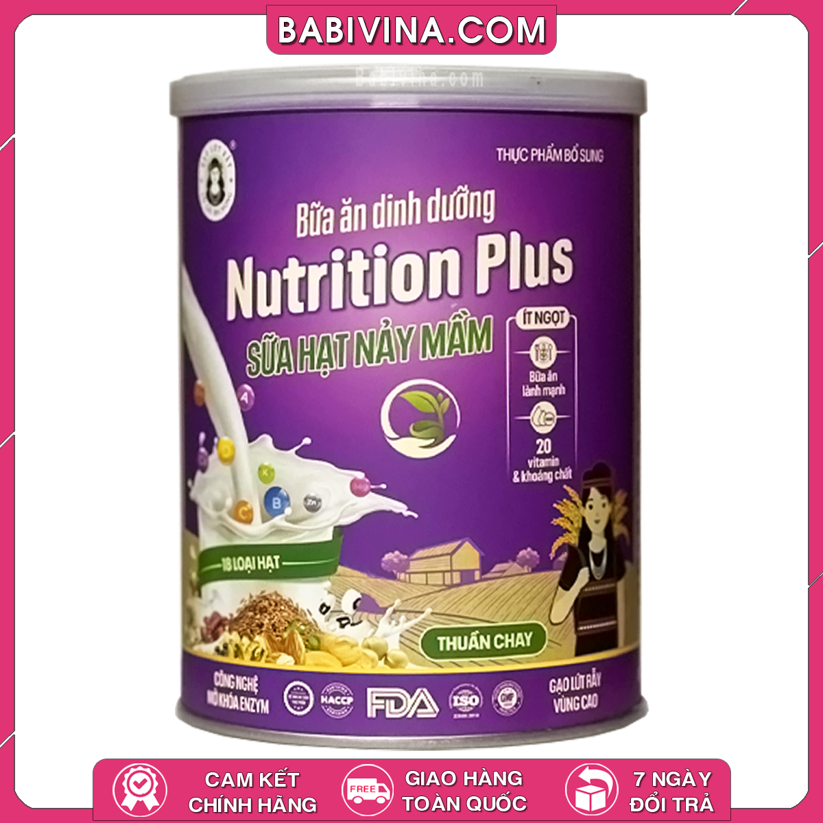 Nutrition Plus Sữa Hạt Nảy Mầm 400g | Bữa Ăn Dinh Dưỡng Từ Hạt Bhnong, Bh Nong | Tổng Kho Phân Phối Babivina