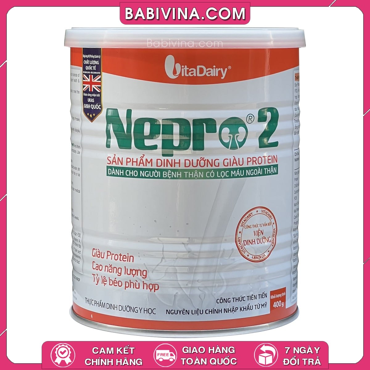 Sữa Nepro 2 400g | Dinh Dưỡng Tối Ưu Cho Bệnh Nhân Lọc Máu Ngoài Thận, Chạy Thận | Mua Sữa Thận Nepro Chính Hãng Vitadairy, Giá Rẻ Nhất Tại Babivina