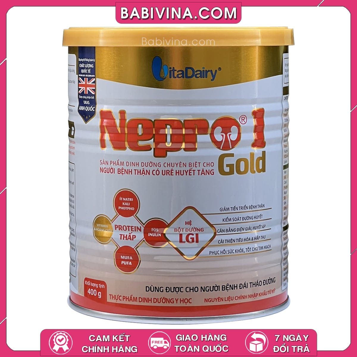 Sữa Nepro Gold 1 400g | Dinh Dưỡng Cho Người Bệnh Suy Thận, Tiểu Đường, Tim Mạch | Mua Sữa Thận Nepro Gold Chính Hãng Vitadairy Giá Rẻ Nhất Tại Babivina